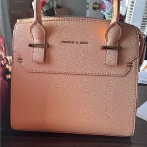 Charles & Keith Pink Satchel with Gold Accents